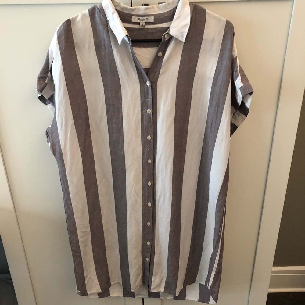 Madewell Maywood Stripe Shirtdress Size Large - Picture 7 of 9